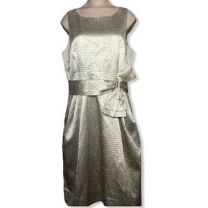 Eliza J Gold Champagne Bow Cocktail Party Dress